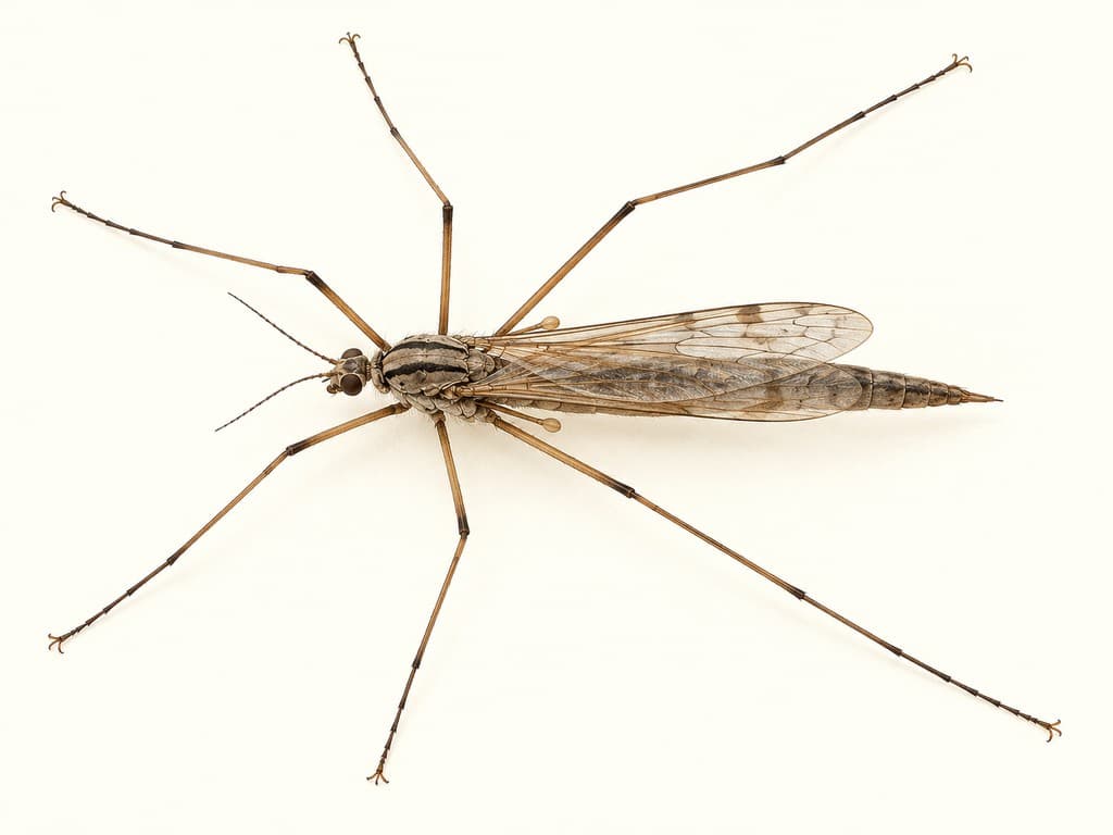 Skýringarmynd: Hrossafluga (Tipula rufina), heilt dýr á ljósum fleti.